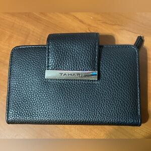 Tahari Black Wallet with Silver Accent